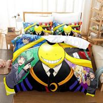 3D Cartoon Assassination Classroom Koro-sensei Bedding Set Boys Girls Twin Queen King Size Duvet Cover Pillowcase Bed Boys Adult AU Single(140*210cm)3pcs