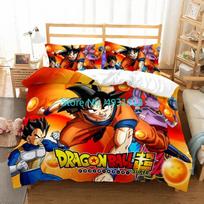 Šaunus Super Dragon Ball Z Son-Goku Anime Japonijos patalynės komplektas Pagalvės užvalkalas Lovatiesė 3D spausdinimas Vaikams Berniukui Antklodės Užvalkalas Dovana EU Single(135*200cm)3pcs black