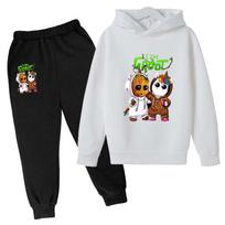 Marvel Kids clothes Cartoon groot Hooded pant set Kids Hoodies for Boys Girls cosplay anime Pullover Sweatshirt Children Clothes 120 white