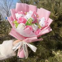 Mielos Hello Kitty Katės Lėlės Su Dirbtinėmis Gėlėmis Kūrybiškas Puokštės Kalėdinės Valentino Gimtadienio Baigimo Dovana