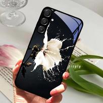 Skirta Samsung A26 5G dėklas Kietas PC Grūdintas stiklas Telefono dangtelis Skirta Samsung Galaxy A36 A56 5G Madingas Gyvūno stiklo apsaugos dėklai Galaxy A36 black