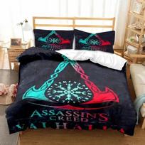 Vienpusis antklodės žaidimas A-Assassin Creed patalynės komplektas Spausdintas lovos komplektas su pagalvės užvalkalu Lova Vienvietis Dvigulis Karalienės Super King dydis AU Single(140*210cm)3pcs black