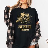 Klasikinio siaubo žaidimo Dying Light The Beast Marškinėliai Zombių Išgyvenimo Grafiniai Apvalia Kaklo Trumpomis Rankovėmis Unisex Vyrams Moterims Per didelis Viršus M beige
