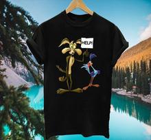 Juokingi Wile E Coyote ir Road Runner pagalbos marškinėliai S-5XL Juodi unisex marškinėliai L black