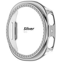 Blizgus deimantinis dėklas, skirtas Samsung Galaxy Watch 9 8 40mm 44mm priedams, tuščiaviduris PC mūrinis apsauginis buferio korpusas galaxy watch 8 dangteliui 44mm 40mm Galaxy Watch 8 40mm sidabras
