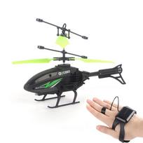 Žiūrėjimo riešo ranka valdomas indukcinis lėktuvas atsparus smūgiams sraigtasparnis su apšvietimu įkraunamas mini RC dronas žalia