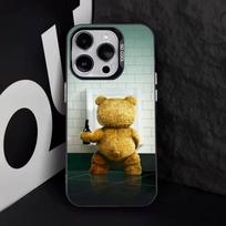 T-Lokio Animacinis Ted Telefono Dėklas Skirtas iPhone 17,16,15,14,13,12,11,Pro,Max,Plus,E,Air,Mini Juodas TPU Dangtelis iPhone14Plus white