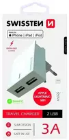 MFI Premium Travel Charger 2 x USB 3А 15W + Lightning Cable White