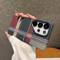 For Magsafe For Samsung S26 S25 S24 Ultra Plus Carbon Fiber Texture Phone Case Wireless Charge Alloy Lens Hard PC Points Cover Galaxy S26 black
