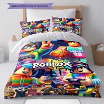 Roblox žaidimas Raštuotas patalynės komplektas Antklodė Antklodės užvalkalas Pagalvės užvalkalas Namų dekoracija Gimtadienio dovana (1 * antklodės užvalkalas + 2 * pagalvės užvalkalai, be šerdies) 135x200cm