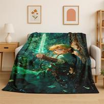 Klasikinis žaidimas Z-Zelda Animacinis personažas Link Flanelinis pledas Minkštas šiltas pledas miegamojo svetainės lovos kelionės stovyklavimo iškylos 75x90cm