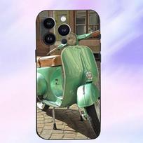 V-VespaS Motorolerio telefono dėklas, skirtas iPhone 16,15,14,13,12,11 Plus,Pro Max,XS,X,XR,SE,Mini,8,7,Minkštas silikoninis juodas dangtelis iPhone13mini
