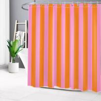 Spalvinga vertikalių dryžuota vandeniui atspari dušo užuolaida su 12 kabliukų Vonios dekoravimo užuolaida privatumui W60H190(CM)-1 Pcs orange