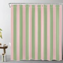 Spalvinga vertikalių dryžuota vandeniui atspari dušo užuolaida su 12 kabliukų Vonios dekoravimo užuolaida privatumui W60H190(CM)-1 Pcs beige