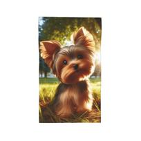 Jorkšyro terjeras Šuo Yorkie Mėgėjas Minkštas veido rankšluostis Greitai džiūstantis Baseino vonios medvilniniai rankšluosčiai Sugeriantis W40*H60(CM) brown