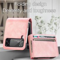 for Samsung Z Flip 7 4 3 6 5 2 flip7 FE Flip6 flip5 Leather Case for Samsung Galaxy Z Flip 4 3 5G Flip3 Flip4 Phone Accessories for Galaxy Z Flip 2 rožinė