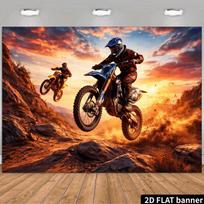 2D Motokroso Rider Fonas Purvo Dviratis Saulėlydis Kalnas Fotografija 47.2x31.5inch/120*80cm black