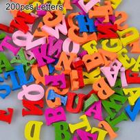100 vnt. spalvingų raidžių skaičiai Mediniai plokščiapadžiai papuošimai amatų įrankis 200pcs Letters pink