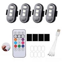 Belaidė automobilio atmosferos lemputė LED mirksinčios šviesos Įspėjamieji žibintai RGB LED Orlaivio mirksinčios šviesos Automobilio motociklo LED lempa 4 in 1 set gray