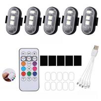 Belaidė automobilio atmosferos lemputė LED mirksinčios šviesos Įspėjamieji žibintai RGB LED Orlaivio mirksinčios šviesos Automobilio motociklo LED lempa 5 in 1 set