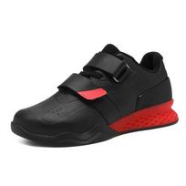 XT6061 Men's Leather Weightlifting & Squat Shoes with Velcro – Professional Training Sports Footwear 44 juoda/raudona