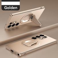 Prabangus šarvuotas metalizuotas blizgus dėklas, skirtas Samsung Galaxy S26 Ultra S25 Edge Plus, su magnetiniu laikikliu, atsparus smūgiams, tvirtas galinis dangtelis  Galaxy S25 auksas