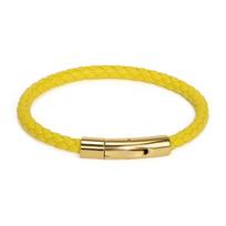 Aukštos kokybės odinis pintas virvės apyrankė su individualizuojama nerūdijančio plieno sagtimi Vyriška odinė pintų virvių apyrankė 17cm yellow