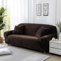 Aksominis sofos užvalkalas Elastingas storas L formos kampinis sofos užvalkalas svetainei 1/2/3/4 vietos tamprus sofos sofos fotelis užvalkalas 1seat (90-140cm) kava