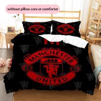 Manchester United Rašto Lovos Patalynės Antklodžių Rinkinys Namų Dekoras Dovana (1 * antklodės užvalkalas + 2 * pagalvės užvalkalai be šerdies) 140x200cm white