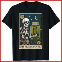 The Pickle Lover Tarot Card Black Cotton T-Shirt S-5XL S black
