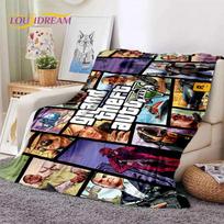 GTA žaidimo Grand Theft Auto žaidėjo minkšti pledai, šildantis metamas pledas, patogus pledas iškylai, lovoms, sofai, namams, miegamajam, dovana Size: 75*100cm, Weight: 230 GSM white