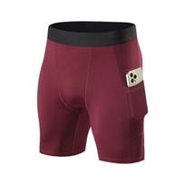 Men's Quick-Dry Compression Shorts - Elastic, Breathable Sportswear for Running, Basketball, and Fitness. XXL vyno raudonos spalvos