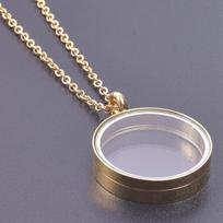 2530Mm Round Glass Locket Pendant Necklaces For Women Men Accessories Long Chain Neck Stainless Steel Necklace Lockets Jewelry 60cm gray