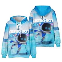 Astro Bot Ledinio Vandenyno Scena 3D Spausdintas Visas Paviršius Hoodie, Žaidimo Roboto Veikėjo Puloveris su Gobtuvu M blue