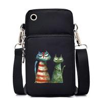 Juokinga anime katė Mini rankinė per petį telefonui, pakabinamas ant kaklo piniginė, vertikali rankinė moterims