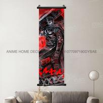 Berserk Poster Black Swordsman Wall Artwork Scrolls Picture Anime Guts Hanging Painting Griffith Wallpaper Casca Home Decoration (as the picture,40x120cm(16x48inch))