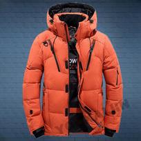 5XL vyriškas pūkinis striukė Šilta, su gobtuvu, balto ančių pūko, žiemai, miesto gatvės mada, storas parkas kasdieniam dėvėjimui 5XL oranžinė