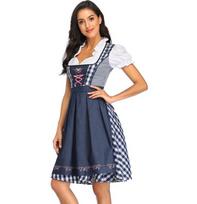 Moterų vokiška bavariška Dirndl suknelė Oktoberfest kostiumas Alaus padavėjos karnavalinė suknelė L mėlyna