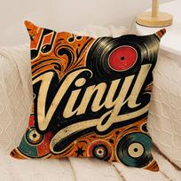 Retro vinilo muzikos pagalvės užvalkalas Pagalvės užvalkalas Trumpas pliušinis kvadratinis dekoratyvinis pagalvės užvalkalas Pagalvės užvalkalas Sofos namų dekoras Dovana 40cmx40cm(16x16Inch) beige