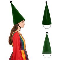 Viduramžiška fantazijos aksominė kūgio formos kepurė suaugusiems Nykštuko Elfo kostiumo kepuraitė Smailus galvos apdangalas Helovino Kalėdų Maskarado vakarėliui One Size žalia