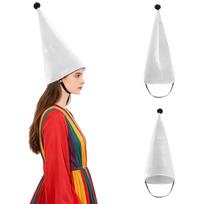 Viduramžiška fantazijos aksominė kūgio formos kepurė suaugusiems Nykštuko Elfo kostiumo kepuraitė Smailus galvos apdangalas Helovino Kalėdų Maskarado vakarėliui One Size balta
