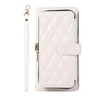 Rankinė per petį su pinigine, skirta iPhone 17 Pro Max/Air, PU odos atverčiamas dėklas su kortelių angomis, stovas, rankenos dirželis For iPhone Air balta
