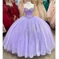 Purple tube top colored yarn elegant fairy evening dress birthday banquet bar mitzvah stage performance puffy skirt niche XS violetinė