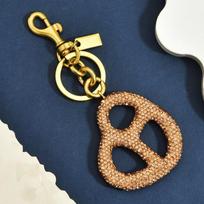 Sparkling Crystal Pretzel Bag Charm Luxury Champagne Gold Rhinestone Purse Pendant Accessory for Backpacks Keychain Gift auksinė