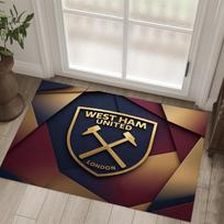 West Ham United Futbolo Dizainas Kristalinis Velvėtas Kilimas Jaukus Ne?Neslystantis raštuotas kilimas miegamajam, svetainei, prieškambariui 50cmx80cm