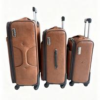 High-end Leather Trolley Suitcase with Universal Wheels and Password Lock for Men, Women, and Students 24 Inch tamsiai ruda spalva