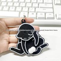 Creative Rotatable Cat Play Egg Keychain Pendant Prank Toy for Bags and Backpacks black