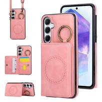 Odinė piniginė su kortelių dėklu ir žiedu per petį, skirta Samsung Galaxy S25 Ultra S24 Plus S23 S22 A16 A26 A36 A56 5G, magnetinė Galaxy S24+