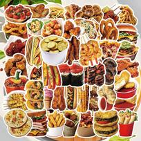 55 American Fast Food Stickers: Burgers, Fries & Fried Chicken DIY Decoration white