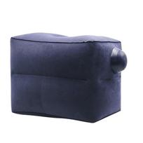 Self Inflatable Resting Pillow Easy Press Inflatable Foot Rest  Planes Trains Buses 2 Layers Blue black